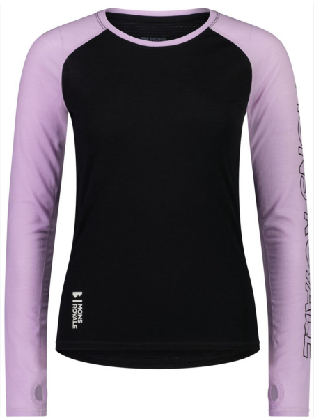 Mons Royale womens bella ls black neon x small
