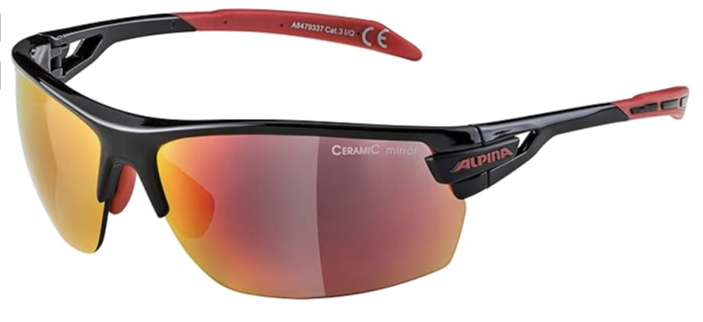 Alpina bikebrille mit 3 ersatzlinsen tri scray multiframe black red