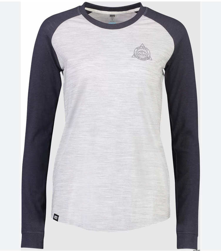 Mons Royale Girls Raglan Ls  Balck/Grey Marl 146-156cm