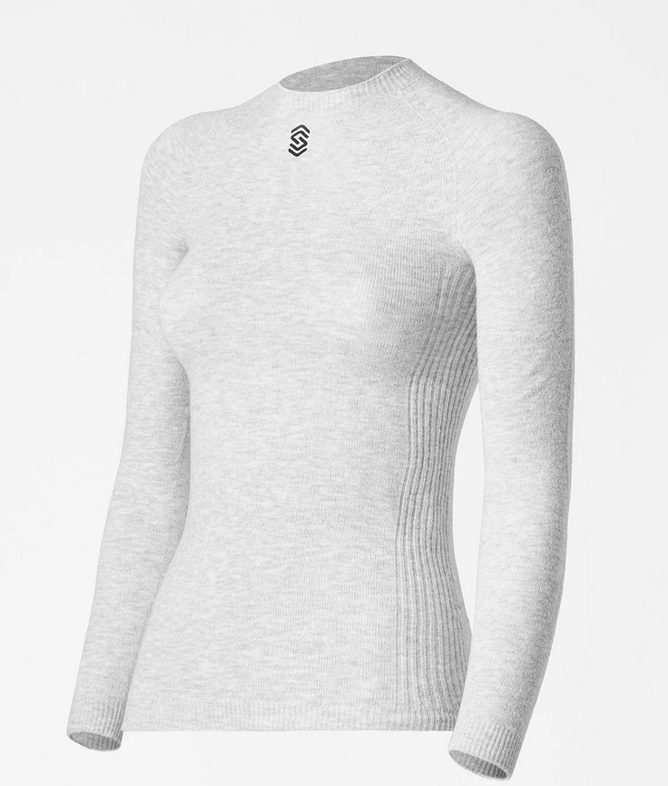 silverskin unisex stay warm long sleeve low neck pearl grey